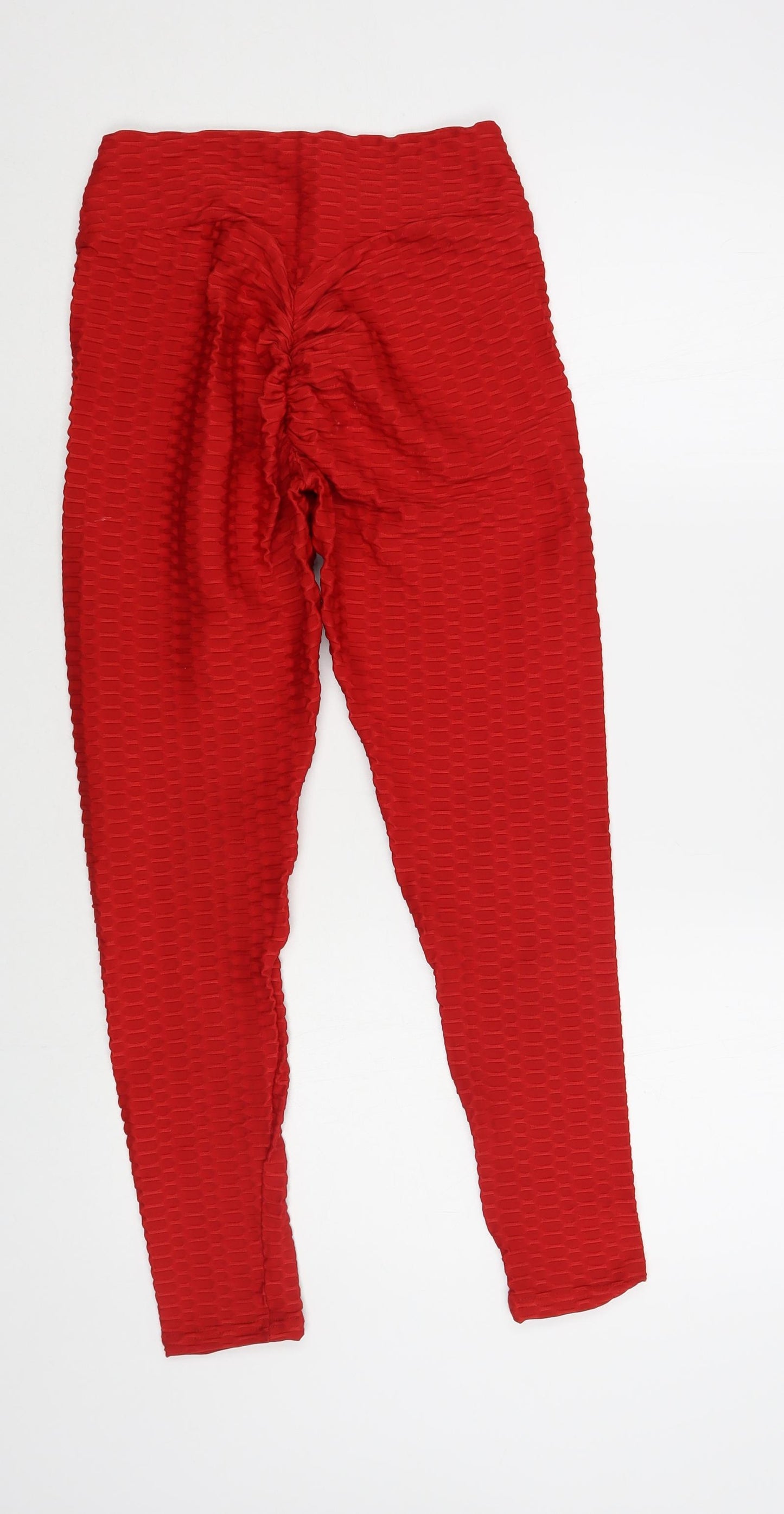 Preworn Womens Red Polyester Compression Leggings Size S L27 in Regular