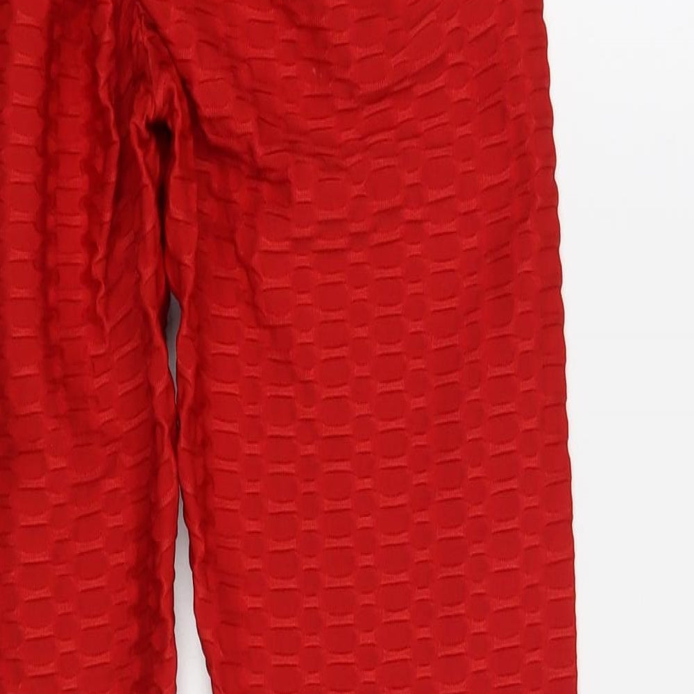Preworn Womens Red Polyester Compression Leggings Size S L27 in Regular