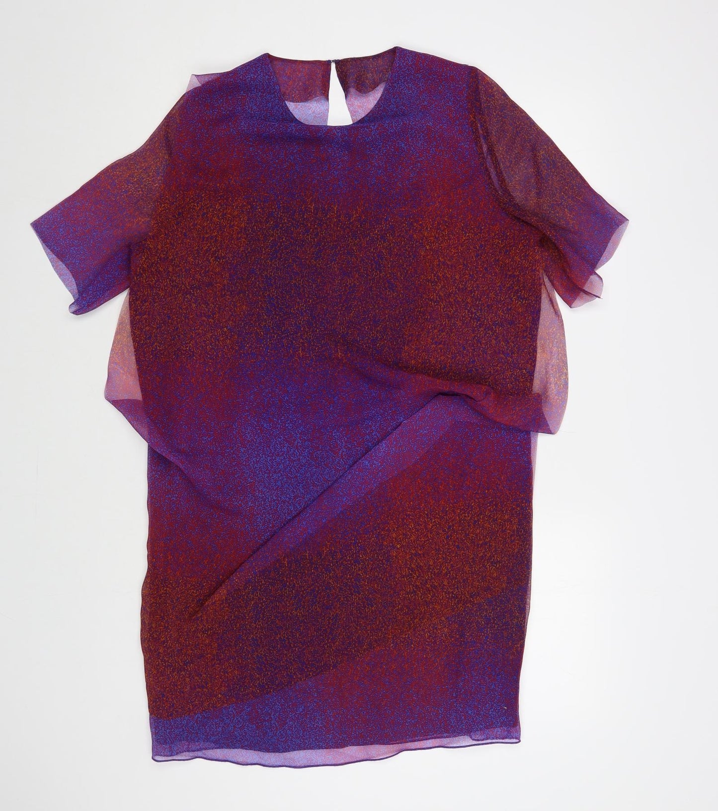 Acne Womens Multicoloured Geometric Polyester Shift Size 10 Round Neck Hook & Eye
