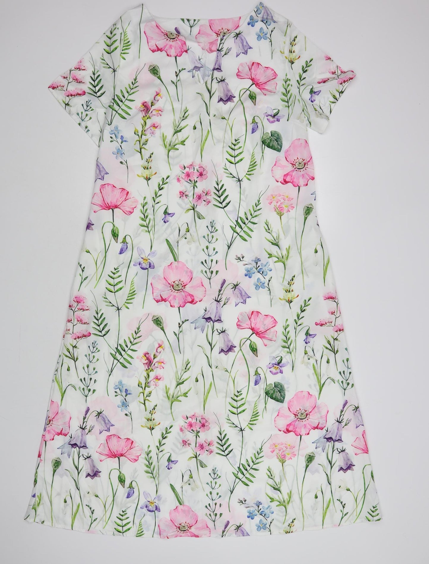 SheIn Womens White Floral Polyester Maxi Size L V-Neck Pullover