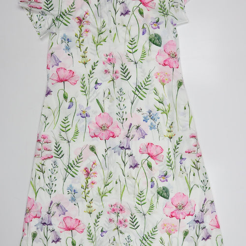 SheIn Womens White Floral Polyester Maxi Size L V-Neck Pullover
