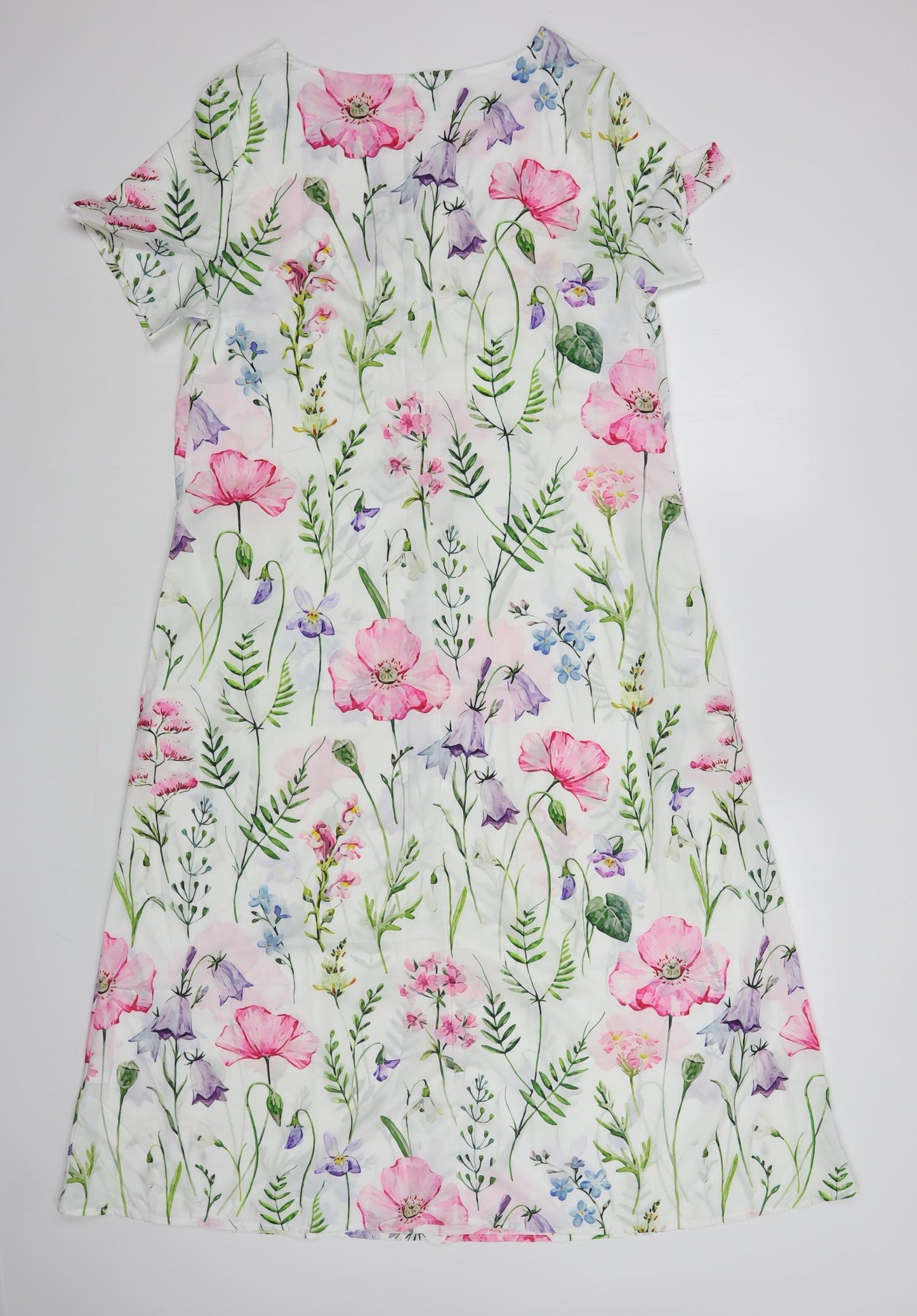 SheIn Womens White Floral Polyester Maxi Size L V-Neck Pullover
