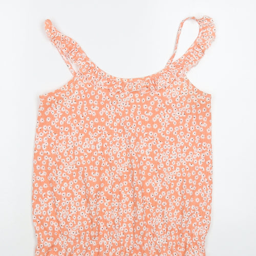 Papaya Womens Pink Floral Polyester Camisole Blouse Size 10 Roll Neck