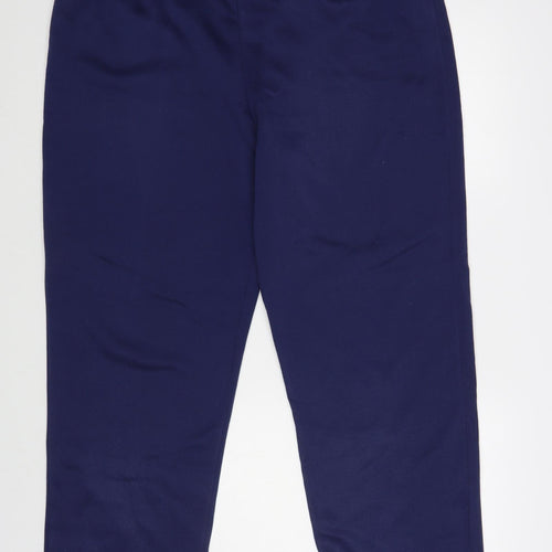Anne De Lancay Womens Blue Polyester Jogger Trousers Size L L29 in Regular