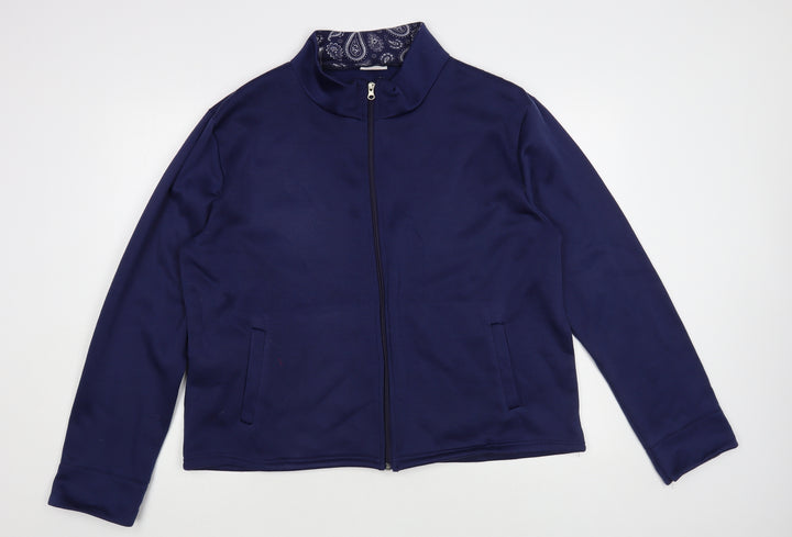 Anne De Lancay Womens Blue Polyester Full Zip Sweatshirt Size L Zip