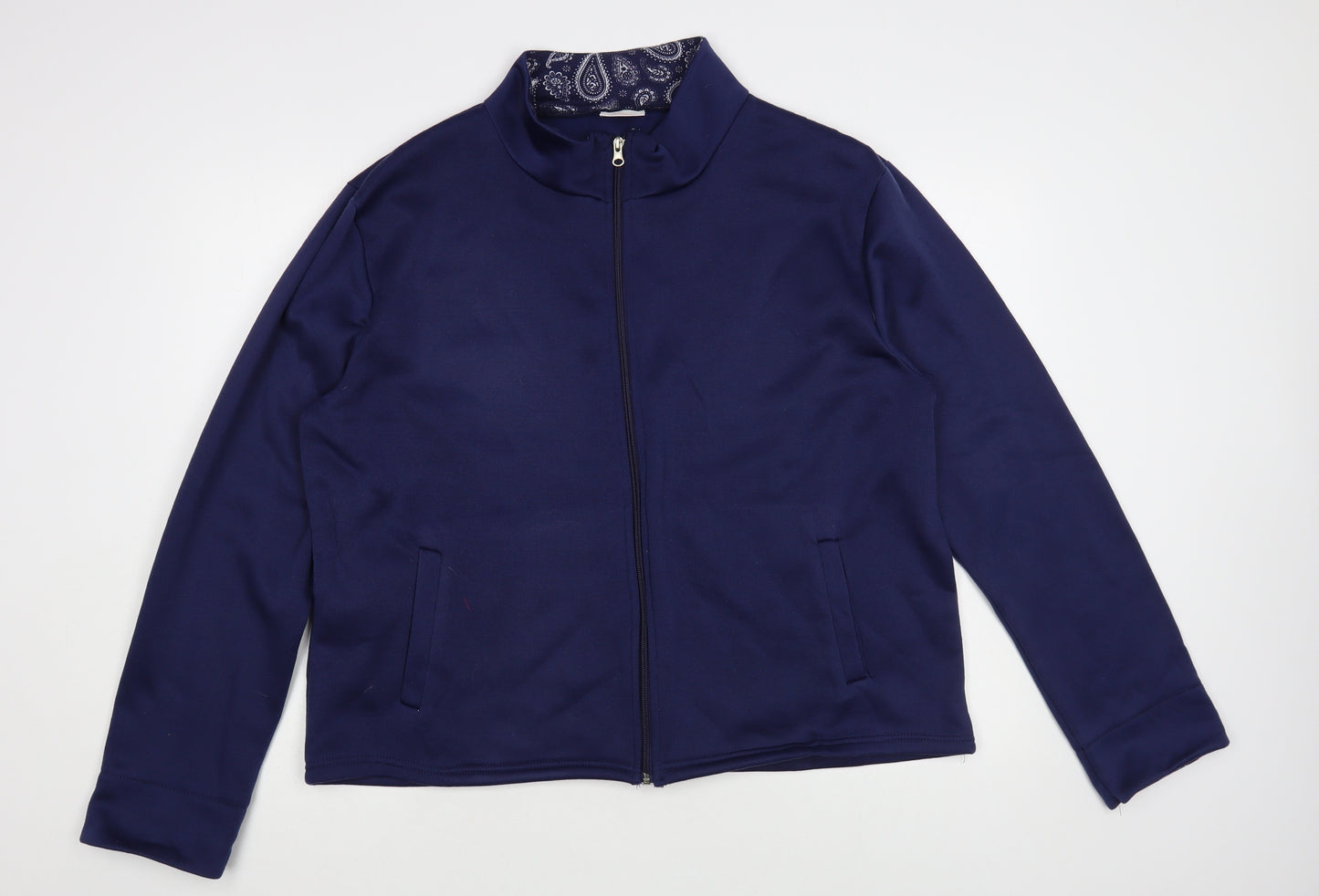 Anne De Lancay Womens Blue Polyester Full Zip Sweatshirt Size L Zip