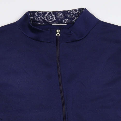 Anne De Lancay Womens Blue Polyester Full Zip Sweatshirt Size L Zip