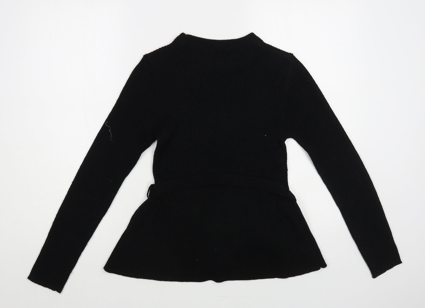 QED London Womens Black Crew Neck Acrylic Pullover Jumper Size S - Ribbed