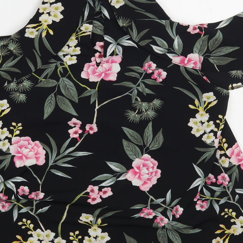 New Look Womens Black Floral Polyester Basic Blouse Size 8 Off the Shoulder - Cold Shoulder