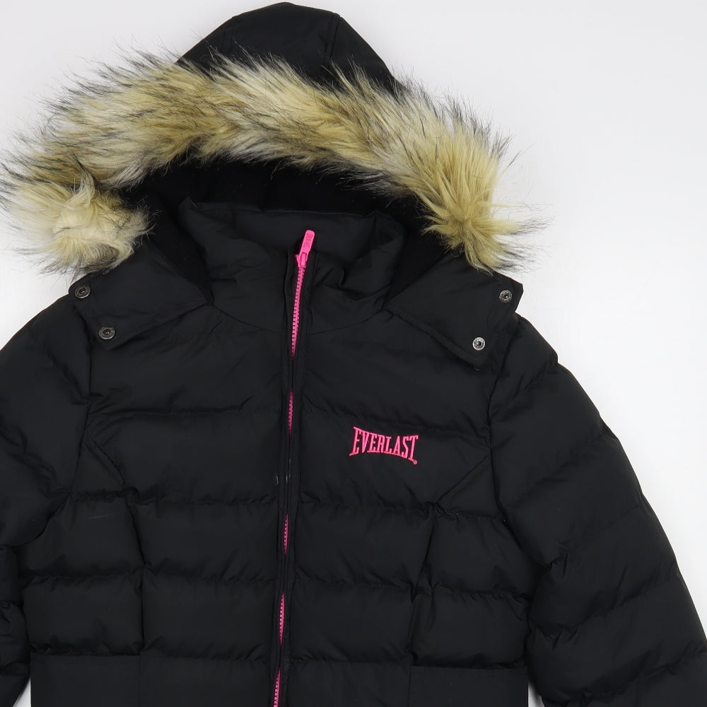 Everlast Womens Black Parka Coat Size 12 Zip