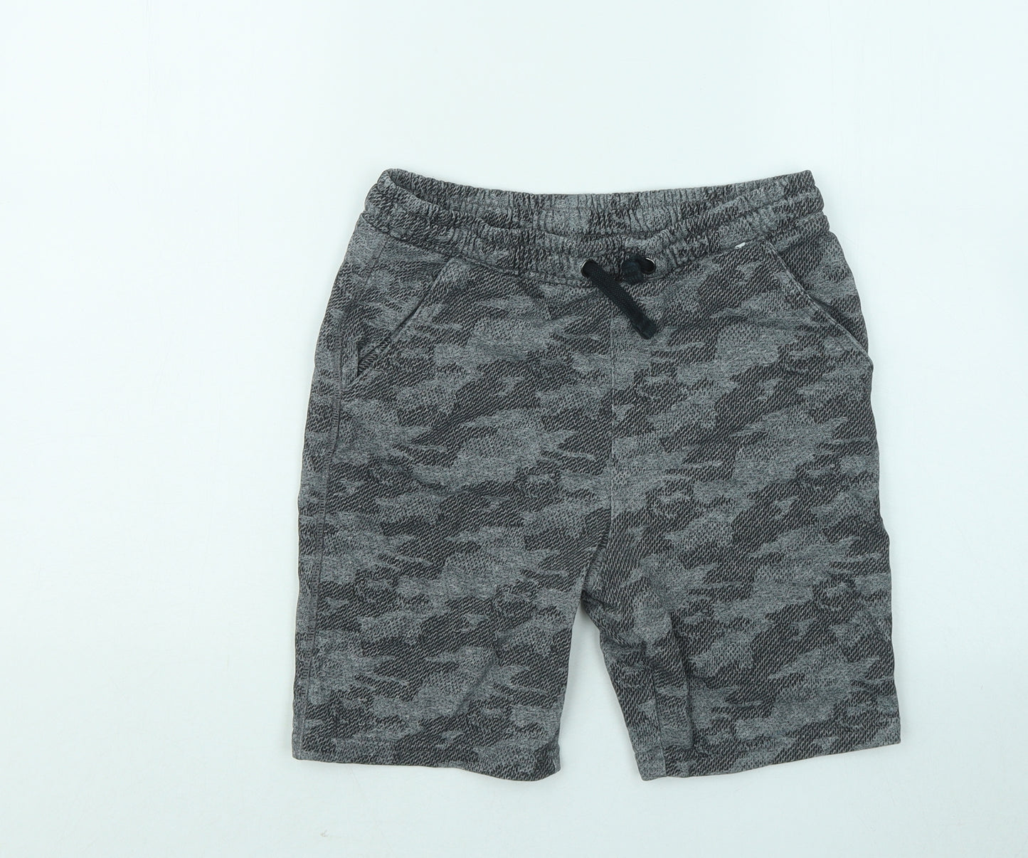 Marks and Spencer Boys Grey Camouflage Cotton Sweat Shorts Size 11-12 Years Regular