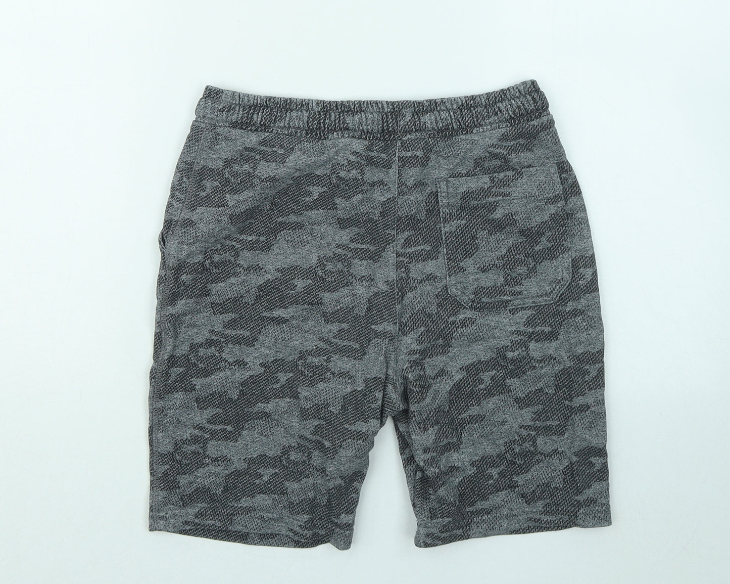 Marks and Spencer Boys Grey Camouflage Cotton Sweat Shorts Size 11-12 Years Regular