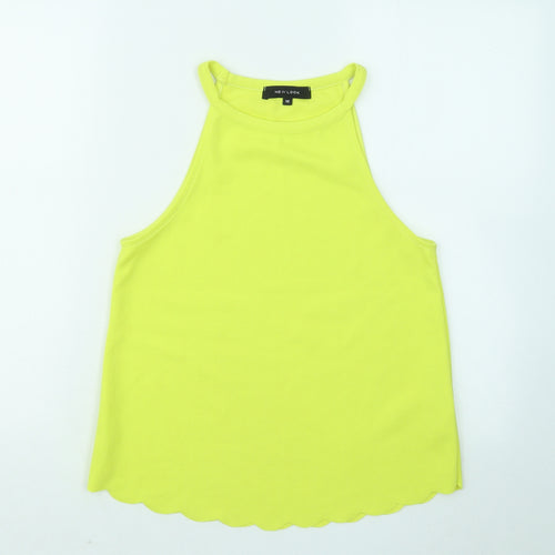 New Look Womens Yellow Polyester Basic Tank Size 10 Round Neck