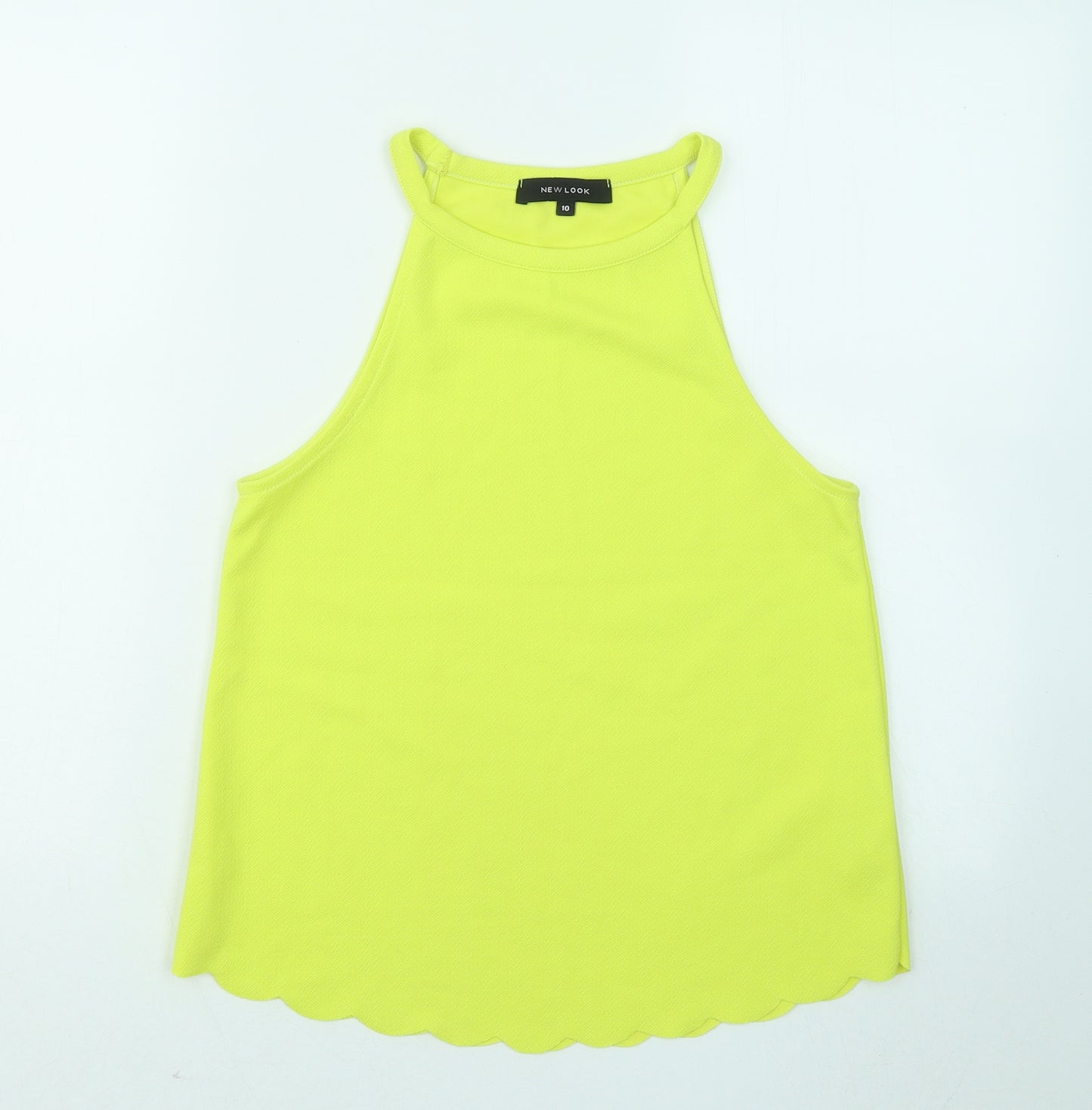 New Look Womens Yellow Polyester Basic Tank Size 10 Round Neck