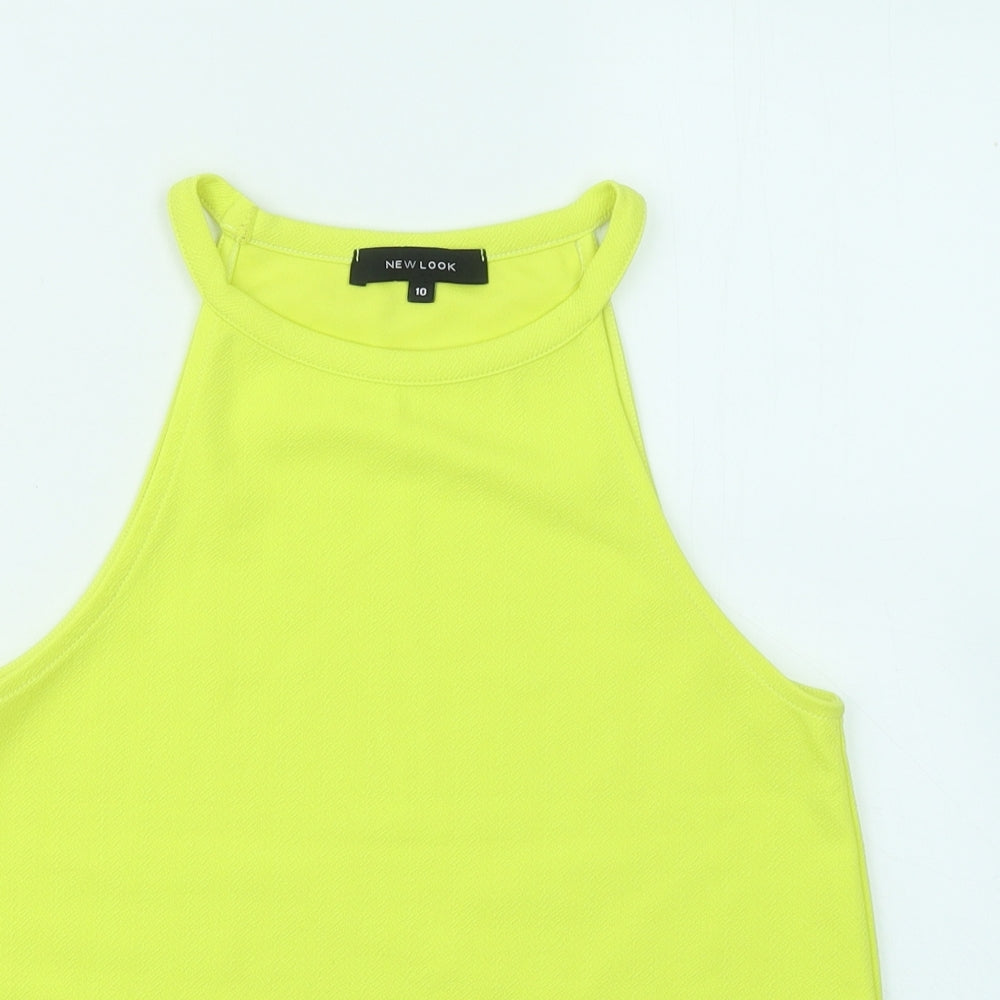 New Look Womens Yellow Polyester Basic Tank Size 10 Round Neck