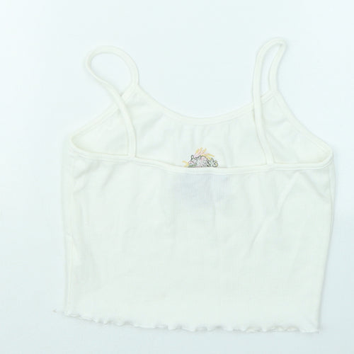 SheIn Womens White Cotton Basic Tank Size M Round Neck - Dragon