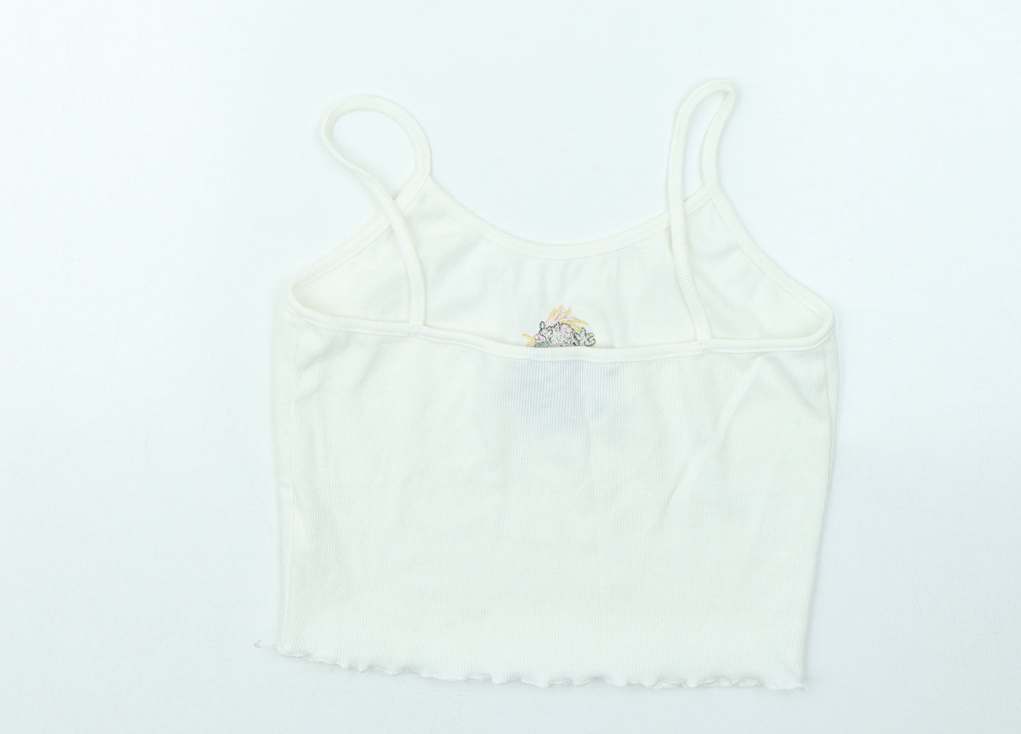 SheIn Womens White Cotton Basic Tank Size M Round Neck - Dragon