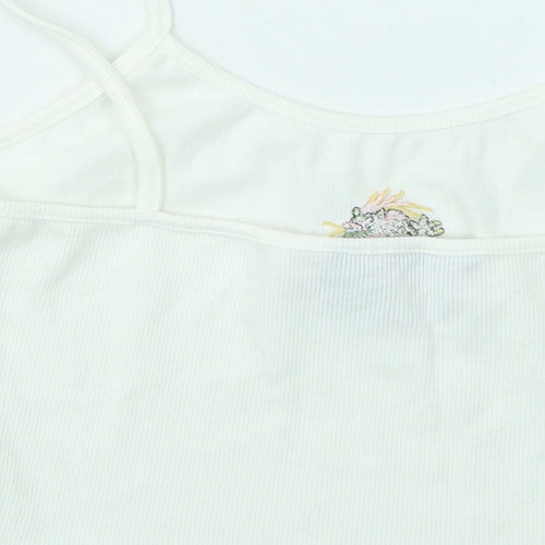 SheIn Womens White Cotton Basic Tank Size M Round Neck - Dragon