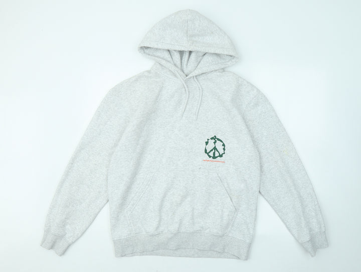 H&M Womens Grey Cotton Pullover Hoodie Size XS - Peace