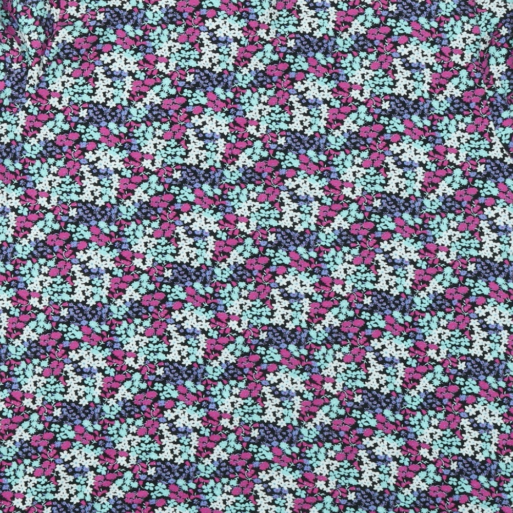Marks and Spencer Womens Multicoloured Floral Cotton Basic T-Shirt Size 20 Round Neck