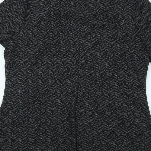 Papaya Womens Black Geometric Polyester T-Shirt Dress Size 14 Round Neck