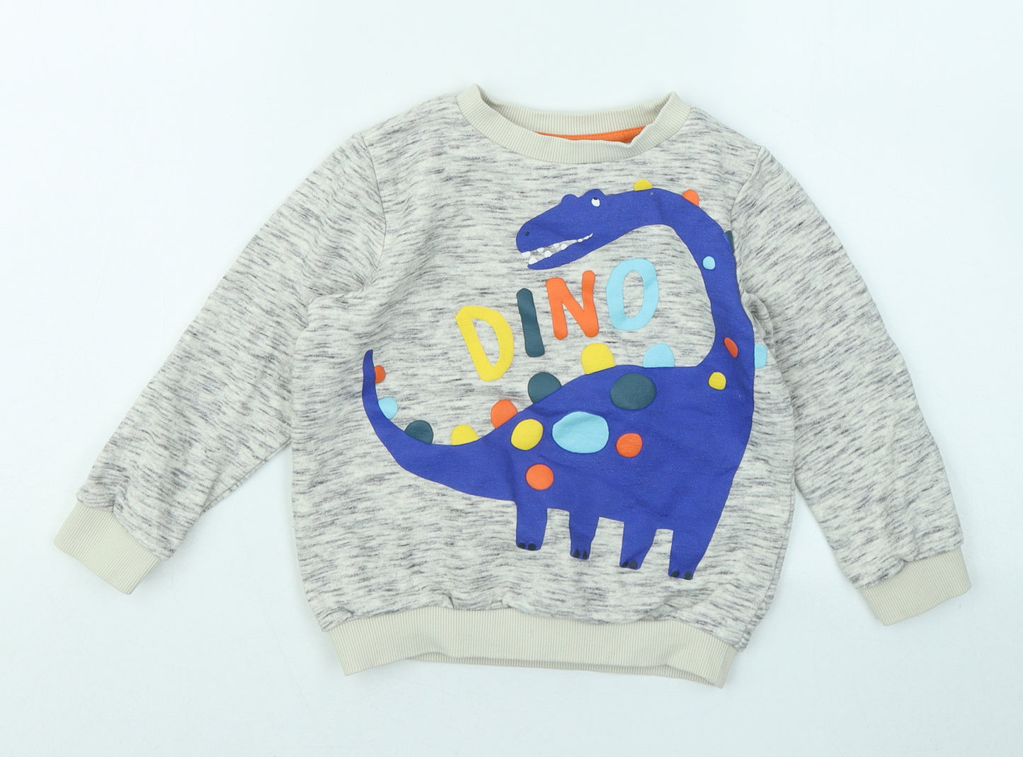 F&F Boys Grey Geometric Cotton Pullover Sweatshirt Size 4-5 Years - Dinosaur