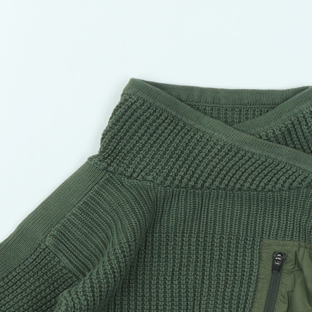 NEXT Boys Green Mock Neck Cotton Pullover Jumper Size 3 Years