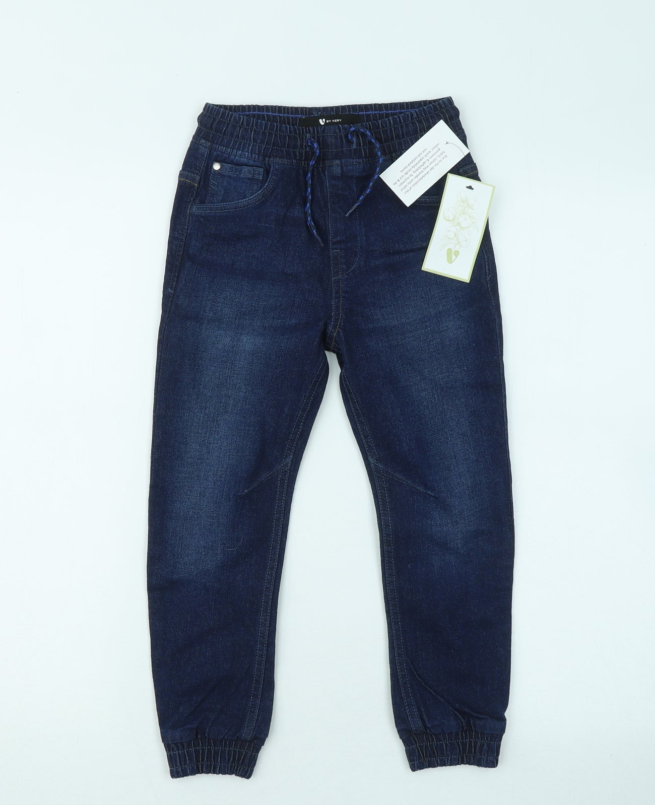 Very Boys Blue Cotton Straight Jeans Size 4-5 Years Regular Drawstring
