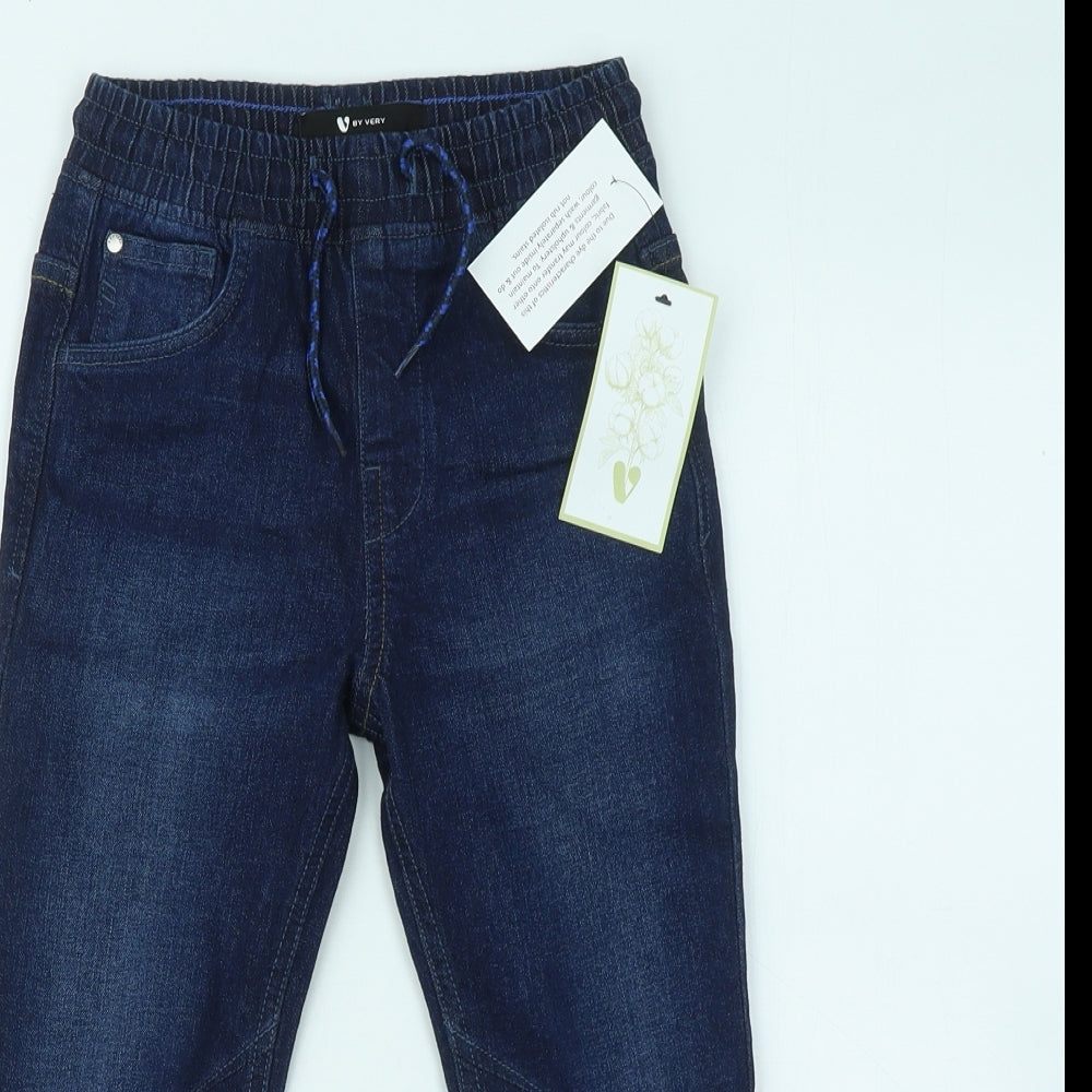 Very Boys Blue Cotton Straight Jeans Size 4-5 Years Regular Drawstring