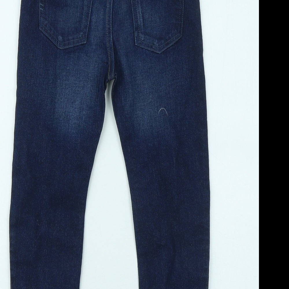Very Boys Blue Cotton Straight Jeans Size 4-5 Years Regular Drawstring