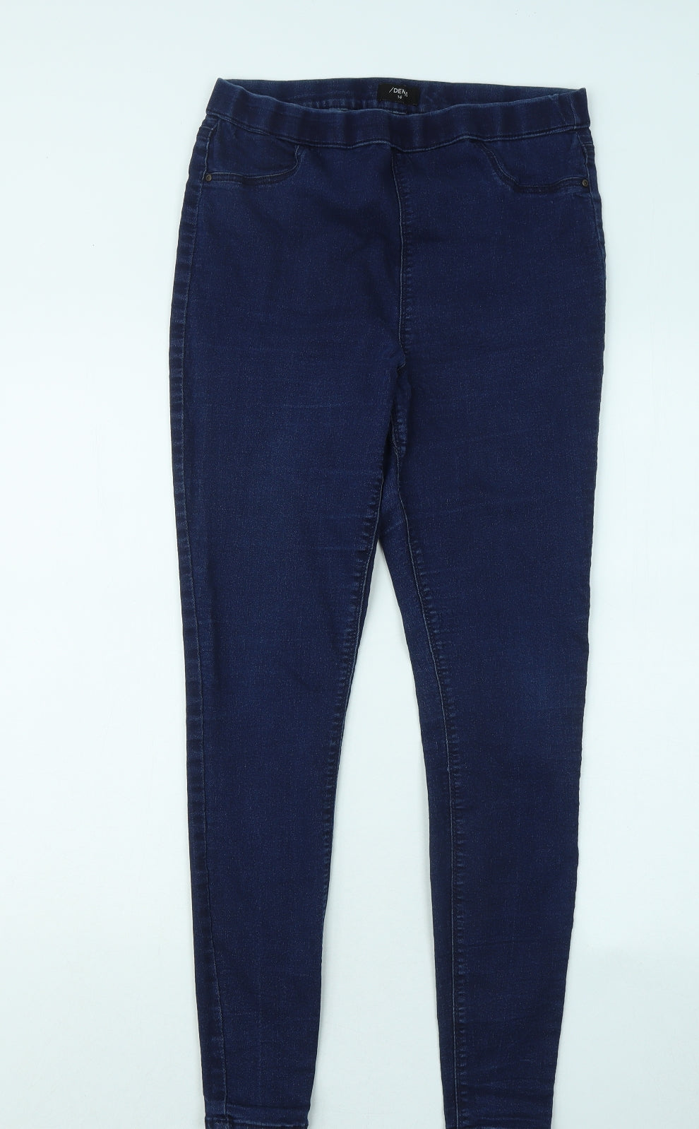 Matalan Womens Blue Cotton Jegging Trousers Size 14 L27 in Regular