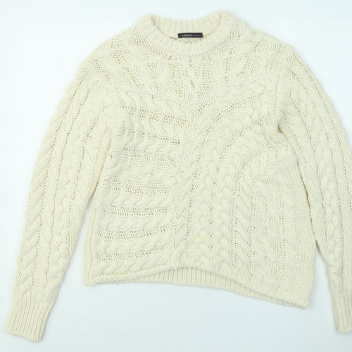 Marks and Spencer Womens Yellow Round Neck Acrylic Pullover Jumper Size S