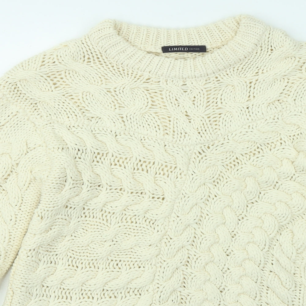 Marks and Spencer Womens Yellow Round Neck Acrylic Pullover Jumper Size S
