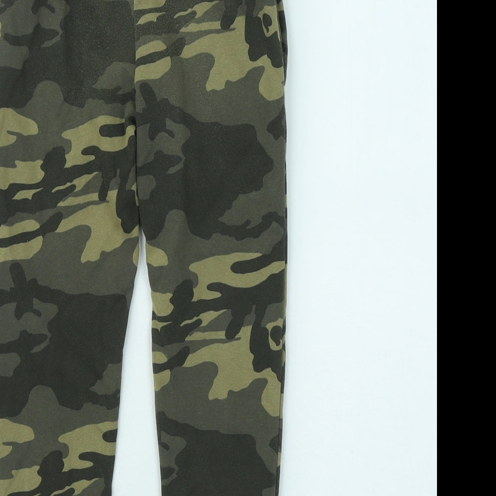 NEXT Boys Green Camouflage Cotton Jogger Trousers Size 7 Years Regular Drawstring