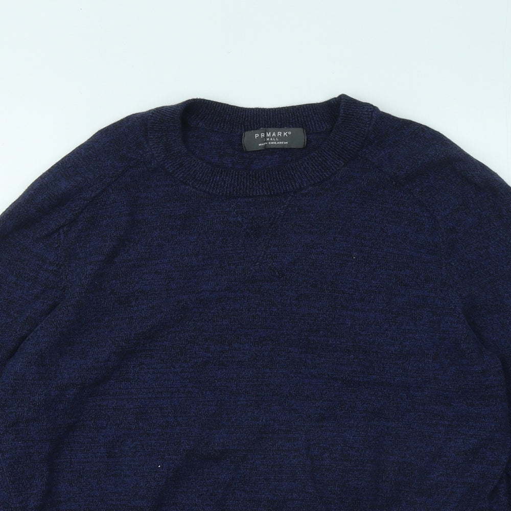 Primark Mens Blue Round Neck Cotton Pullover Jumper Size S