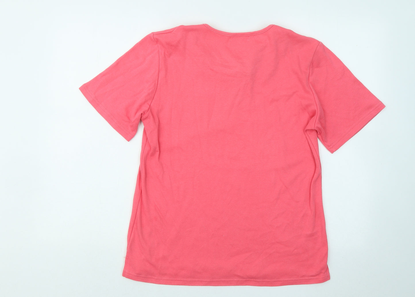 Reflect Womens Pink Polyester Basic T-Shirt Size S Round Neck - Flowers