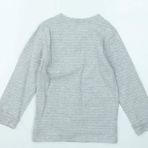 Carter's Boys Grey Cotton Basic T-Shirt Size 4 Years Round Neck Button