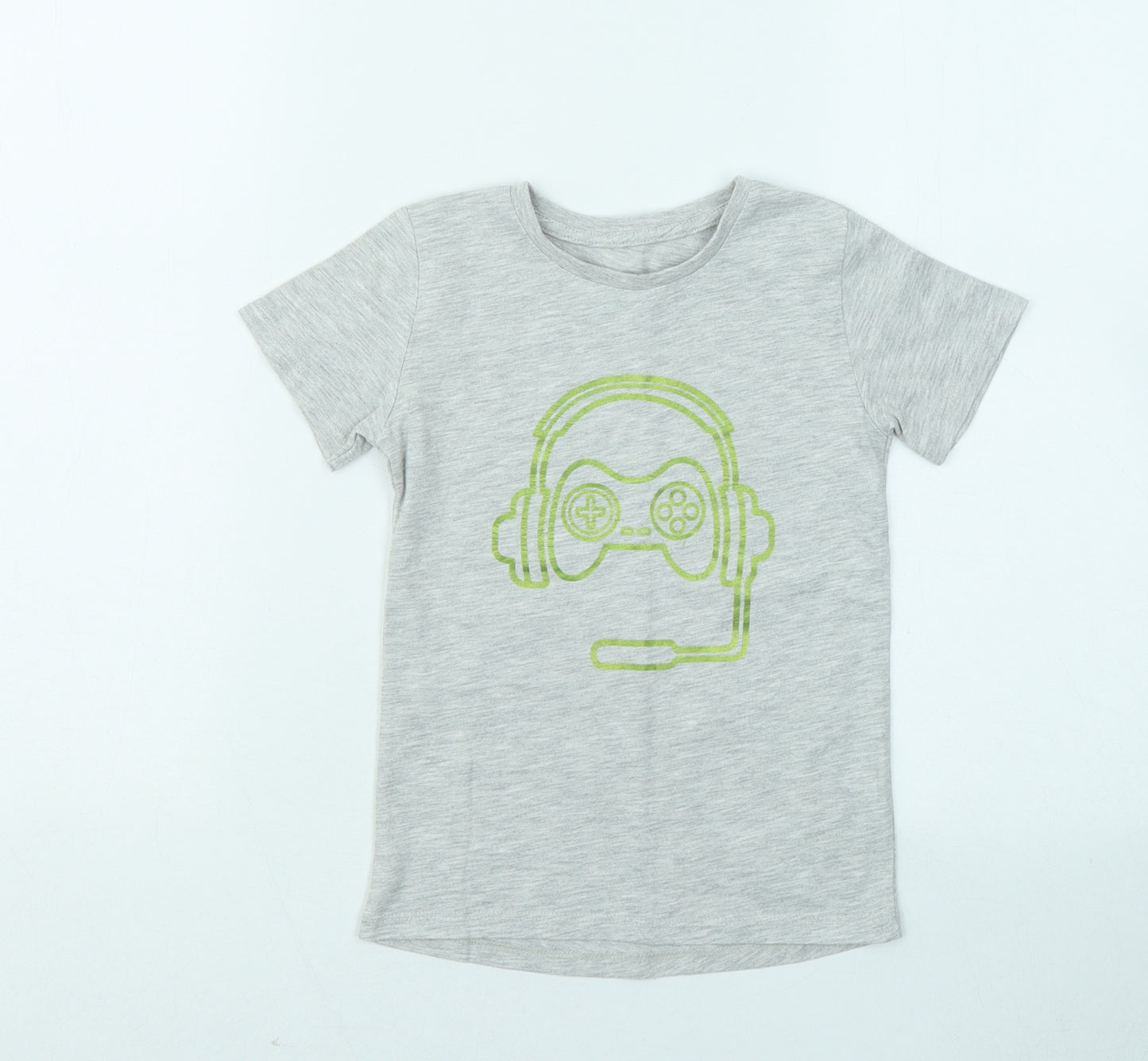 Dunnes Stores Boys Grey Polyester Basic T-Shirt Size 3-4 Years Round Neck - Gaming