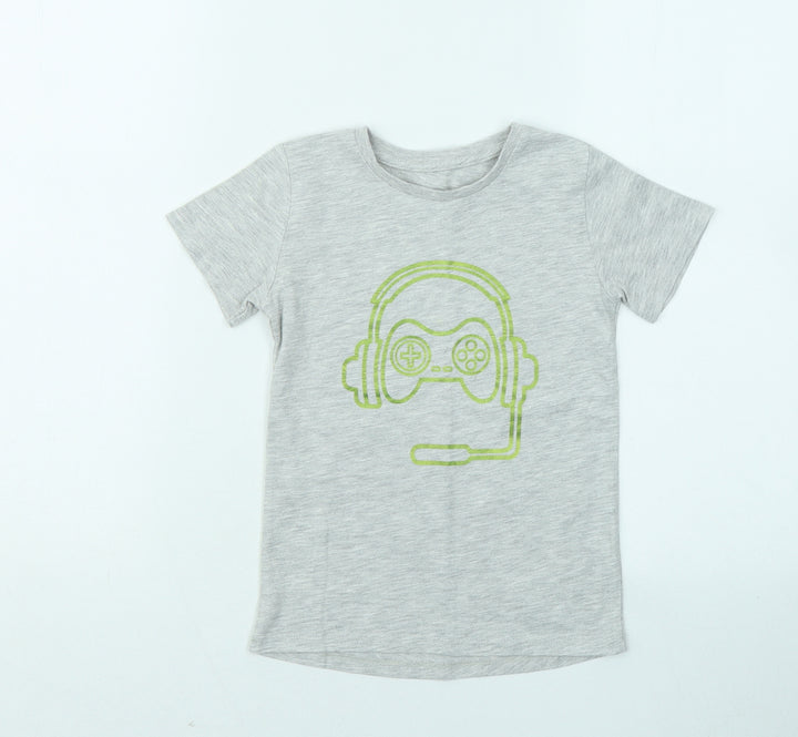 Dunnes Stores Boys Grey Polyester Basic T-Shirt Size 3-4 Years Round Neck - Gaming