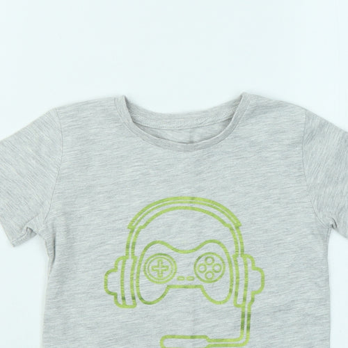 Dunnes Stores Boys Grey Polyester Basic T-Shirt Size 3-4 Years Round Neck - Gaming