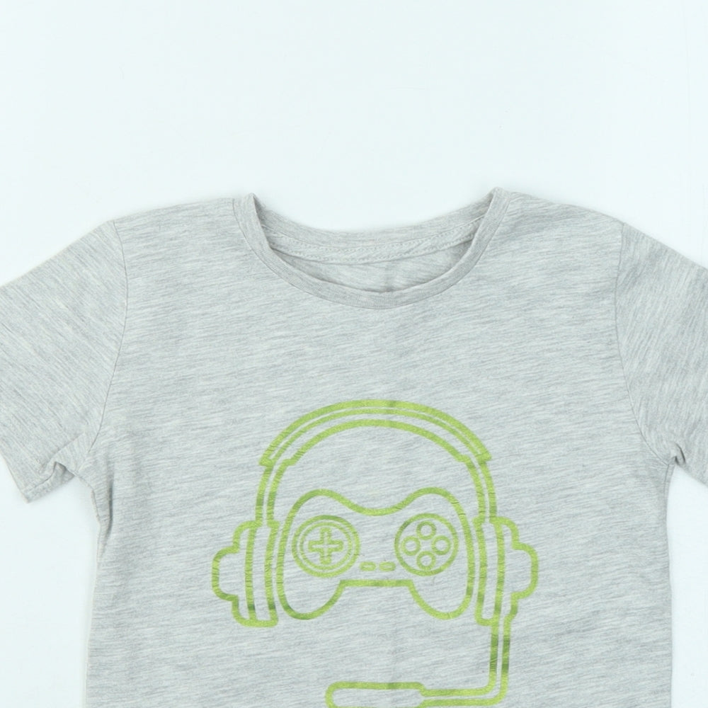 Dunnes Stores Boys Grey Polyester Basic T-Shirt Size 3-4 Years Round Neck - Gaming