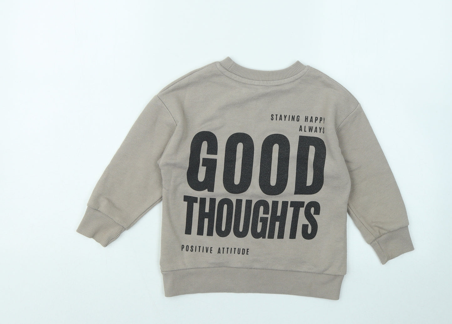 Dunnes Stores Boys Beige Polyester Pullover Sweatshirt Size 3-4 Years - Staying Happy Always Good Thoughts