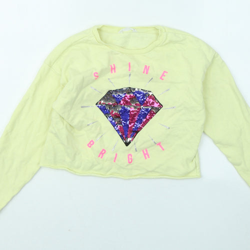 Candy Couture Girls Yellow Cotton Pullover Sweatshirt Size 10 Years - Shine Bright Diamond