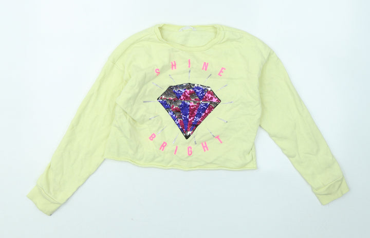 Candy Couture Girls Yellow Cotton Pullover Sweatshirt Size 10 Years - Shine Bright Diamond