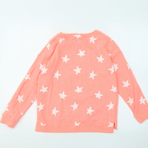 NEXT Girls Orange Geometric Cotton Pullover Sweatshirt Size 11 Years - Stars Disney Daffy Duck