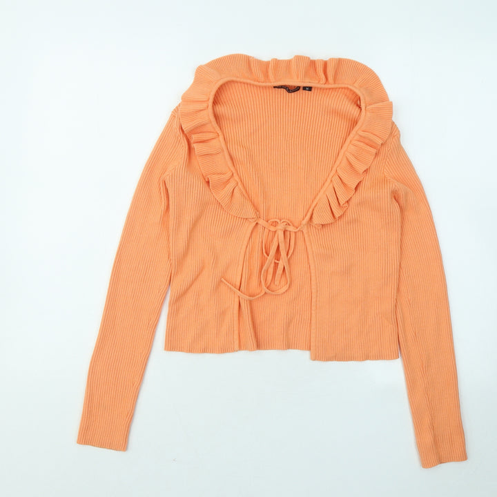 Brave Soul Womens Orange Round Neck Cotton Cardigan Jumper Size M