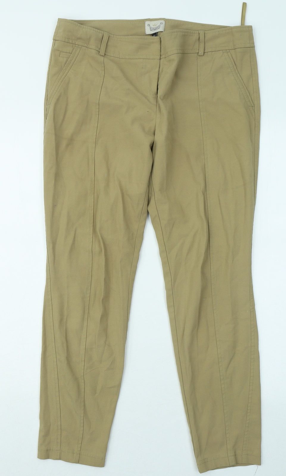 River Island Womens Beige Polyester Chino Trousers Size 14 L26 in Regular