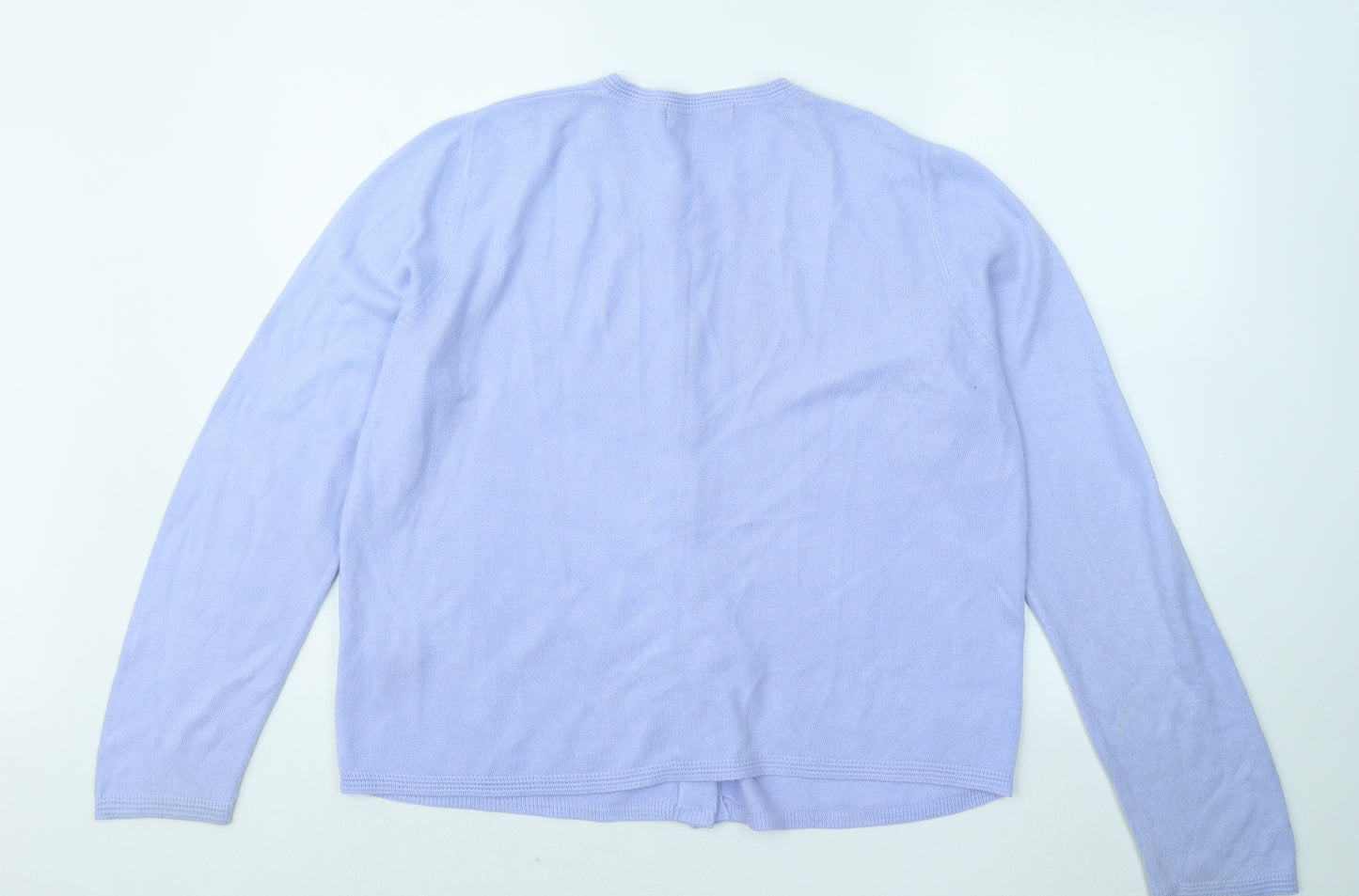 Marks and Spencer Womens Blue Round Neck Acrylic Cardigan Jumper Size 16
