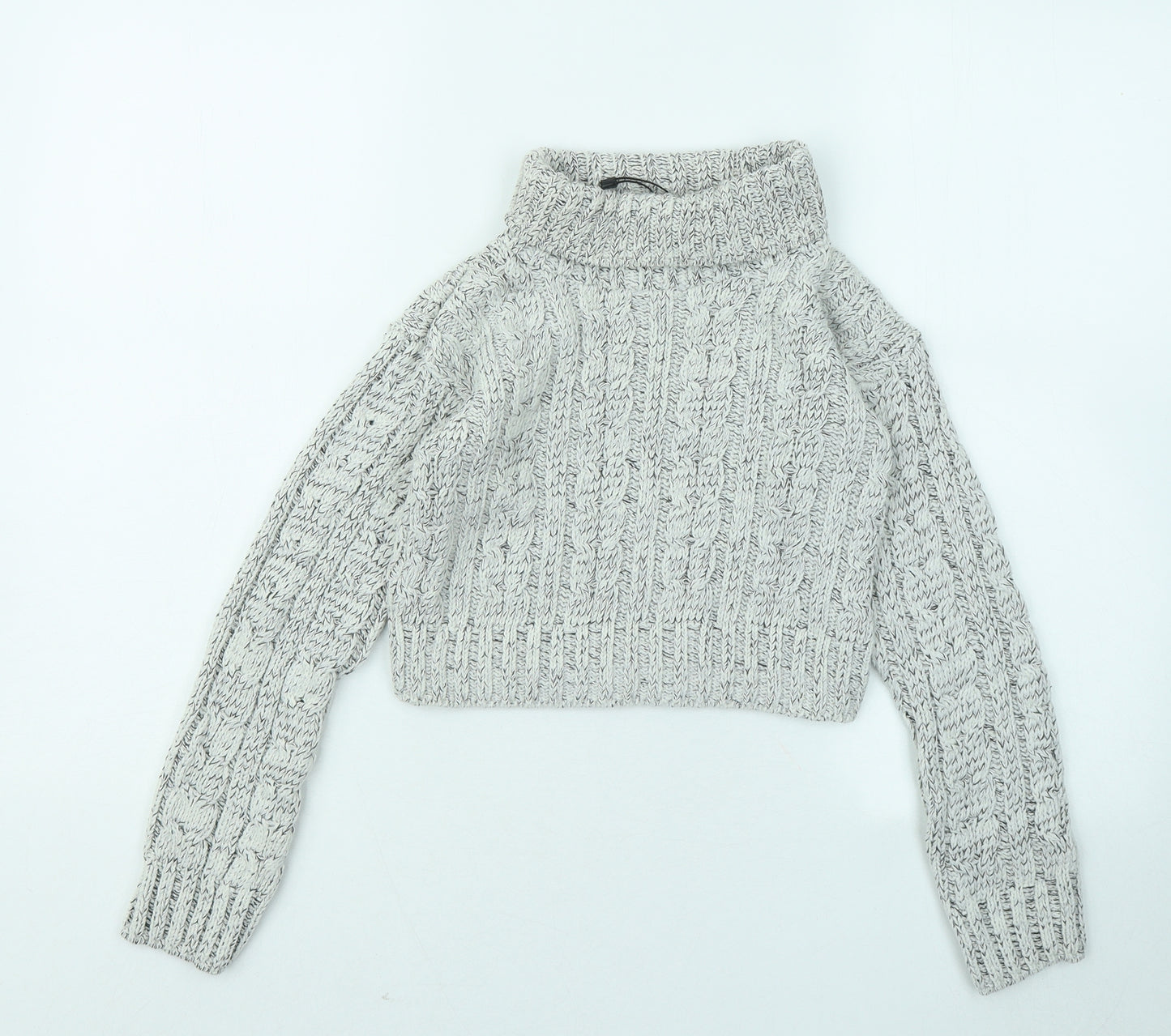 Boohoo Womens White Roll Neck Acrylic Pullover Jumper Size S - Cropped
