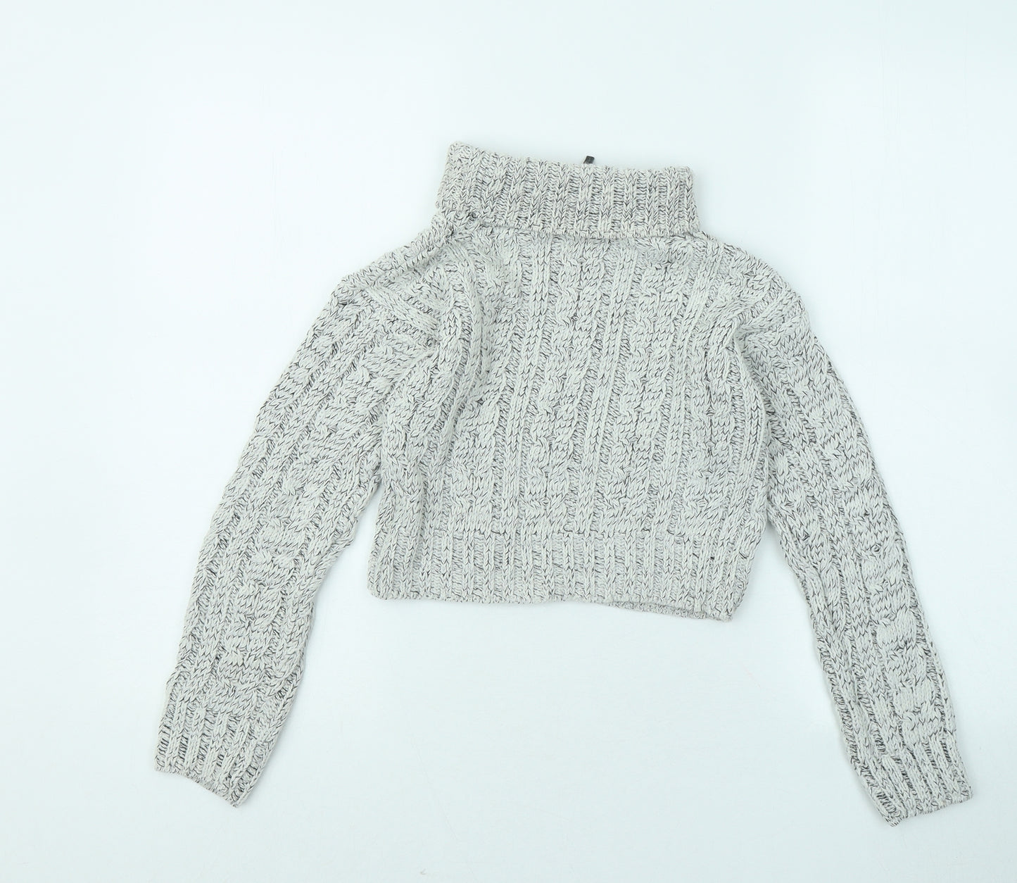 Boohoo Womens White Roll Neck Acrylic Pullover Jumper Size S - Cropped